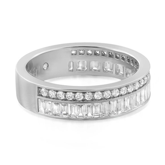 Messika 1.15Cttw Liz Baguette And Round Cut Diamond Ring 18K White Gold Size 6.5 - Picture 3 of 5